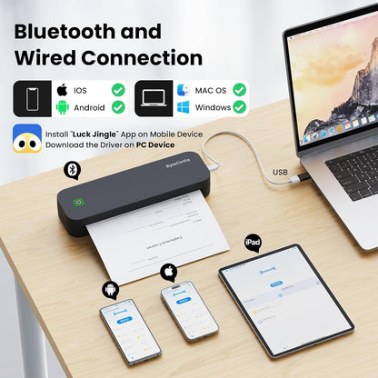ByteCintia Mobiler Drucker Bluetooth Thermodrucker A4, Tragbarer  210x297mm Grau