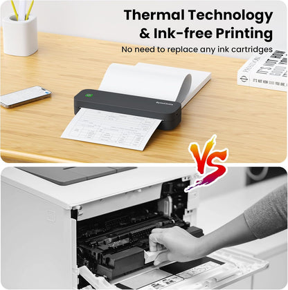ByteCintia Mobiler Drucker Bluetooth Thermodrucker A4, Tragbarer  210x297mm Grau