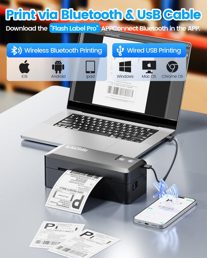 ByteCintia Bluetooth Etikettendrucker, DHL Thermodrucker 4x6 Label Printer