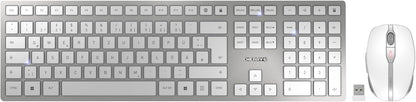 CHERRY DW 9100 SLIM Ensemble clavier et souris sans fil, argent, blanc 