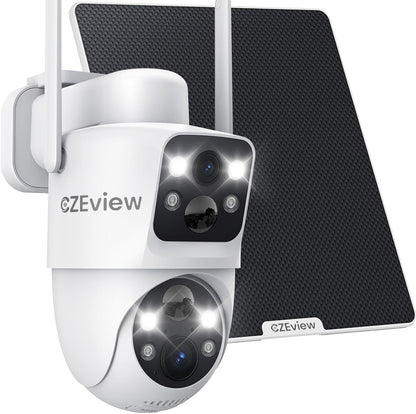CZEview G6 Pro 4MP Überwachungskamera Aussen Solar, 2.4GHz  360° PTZ,Dual PIR