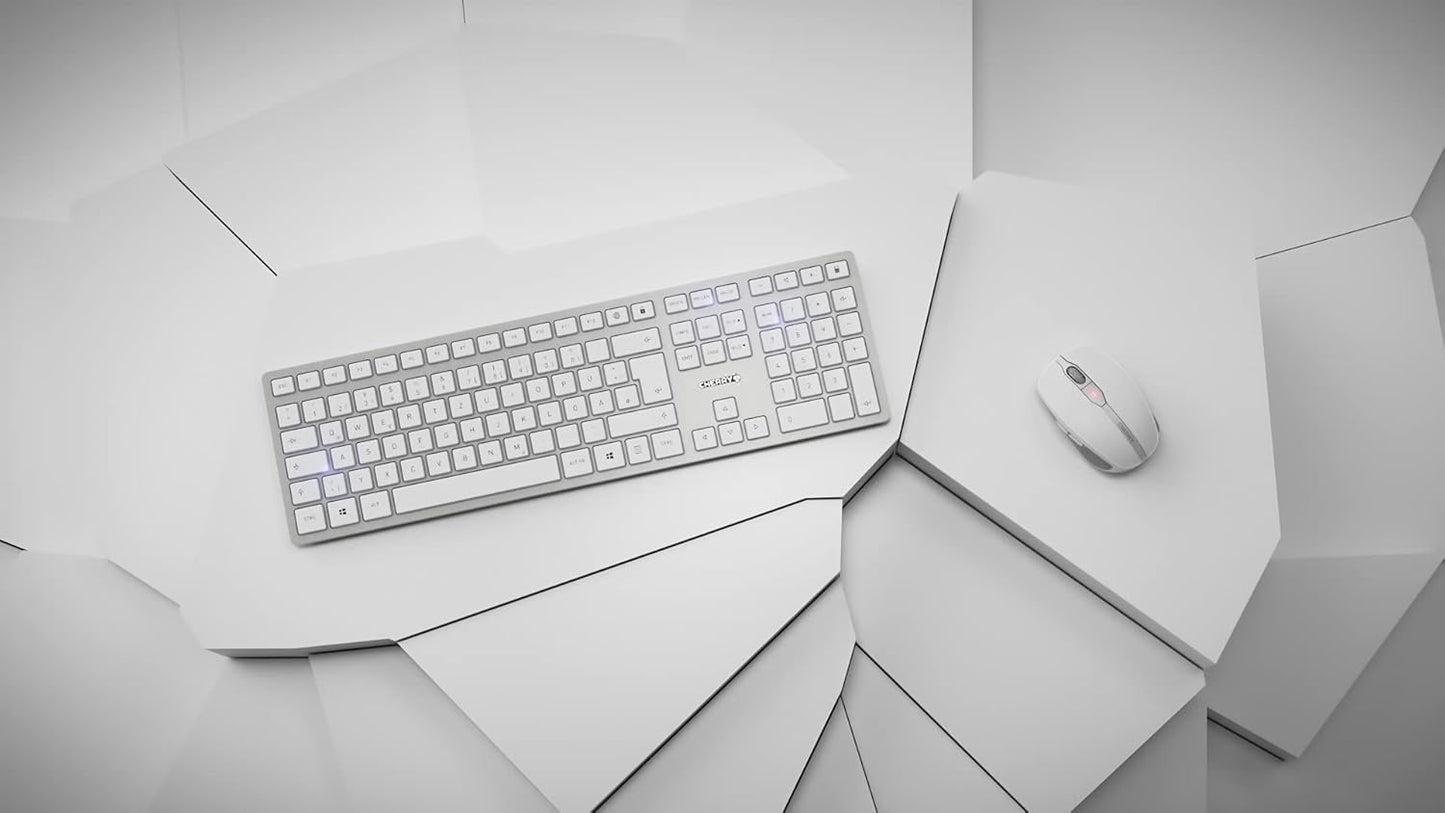 CHERRY DW 9100 SLIM Ensemble clavier et souris sans fil, argent, blanc 