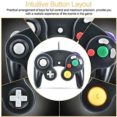 Yideng Gamecube Controller, 2er-Pack Classic Wired Gamecube-Controller Vibration Schwarz