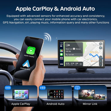 CGSGDK 9" Wireless Tragbarers CarPlay Display für Apple Carplay & Android Auto