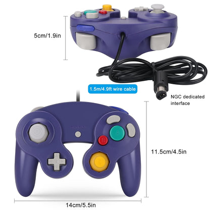 Yideng GameCube Controller 2er-Pack, Classic Wired Vibration Gamepad, Kompatibel Mit Wii U/Wii/PC/Switch, Lila-Blau