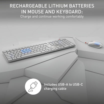 CHERRY DW 9100 SLIM Ensemble clavier et souris sans fil, argent, blanc 