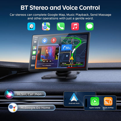 CGSGDK 9" Wireless Tragbarers CarPlay Display für Apple Carplay & Android Auto