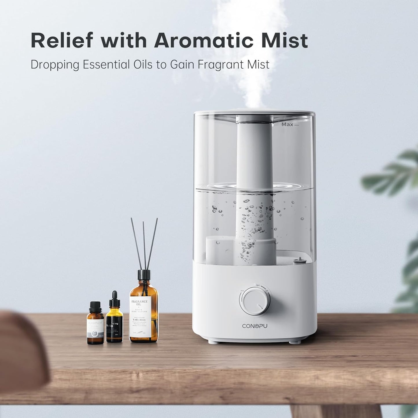 CONOPU Luftbefeuchter, 4L Luftbefeuchter Schlafzimmer für Große Räume 300ml/h, Weiß