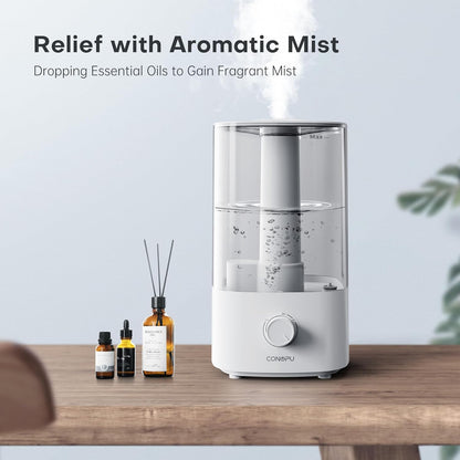 CONOPU Luftbefeuchter, 4L Luftbefeuchter Schlafzimmer für Große Räume 300ml/h, Weiß