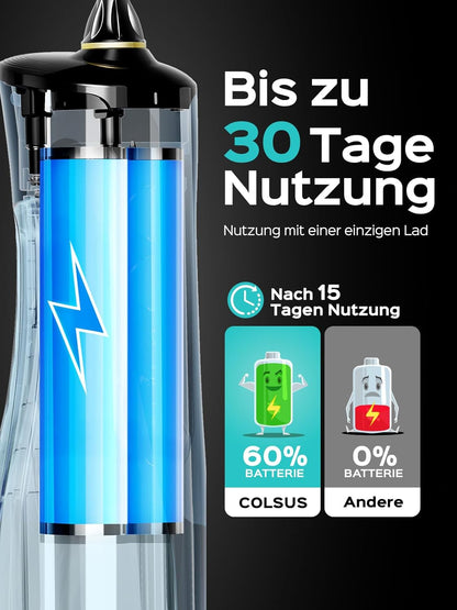 COSLUS Munddusche Kabellos Zahnreiniger 300ml Zähne Flosser