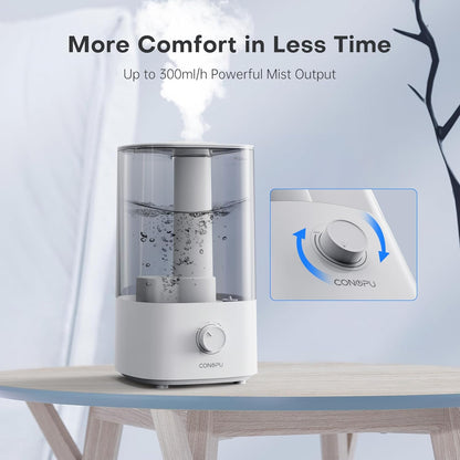 CONOPU Luftbefeuchter, 4L Luftbefeuchter Schlafzimmer für Große Räume 300ml/h, Weiß