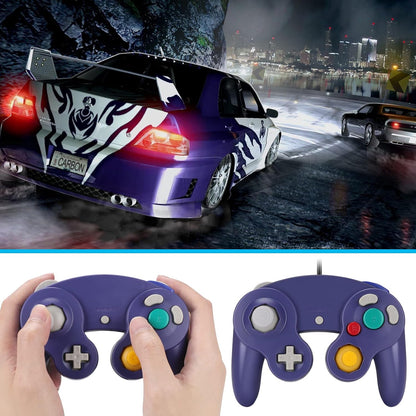 Yideng GameCube Controller 2er-Pack, Classic Wired Vibration Gamepad, Kompatibel Mit Wii U/Wii/PC/Switch, Lila-Blau