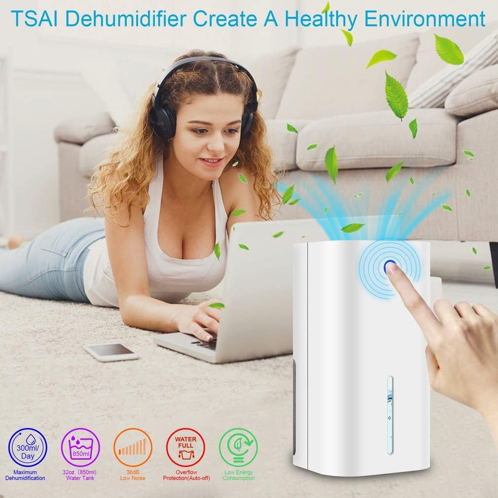 COLEBY Luftentfeuchter Électrique 850 ml Déshumidificateur Raumentfeuchter Leiser Raumentfeuchter Électrique, Blanc