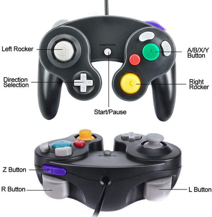 Yideng Gamecube Controller, 2er-Pack Classic Wired Gamecube-Controller Vibration Schwarz