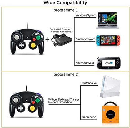 Yideng Gamecube Controller, 2er-Pack Classic Wired Gamecube-Controller Vibration Schwarz