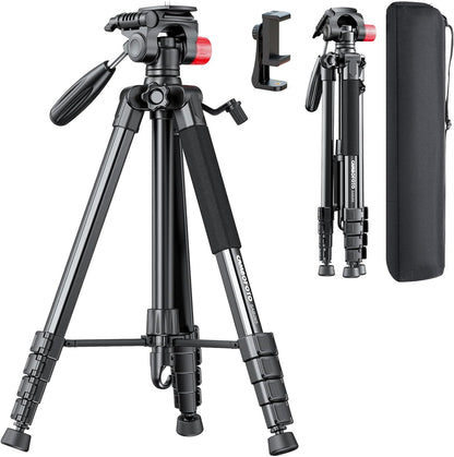 CAMBOFOTO 188 cm Kamerastativ,Stativ mit Reisetasche für spiegellose DSLR/Handy/Camcorder