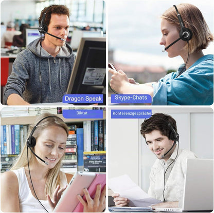 Callez Headset Handy mit 3,5mm Klinke Mikrofon Büro Kopfhörer Noise Cancelling