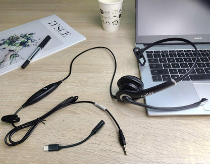 Callez Headset Handy mit 3,5mm Klinke Mikrofon Büro Kopfhörer Noise Cancelling