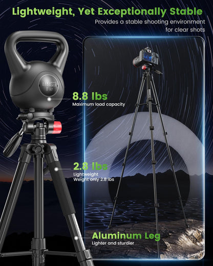 CAMBOFOTO 188 cm Kamerastativ,Stativ mit Reisetasche für spiegellose DSLR/Handy/Camcorder