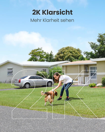 Camstro 2K Überwachungskamera  WLAN Kabellose Nachtsicht, 2-Wege Audio 2.4 GHz