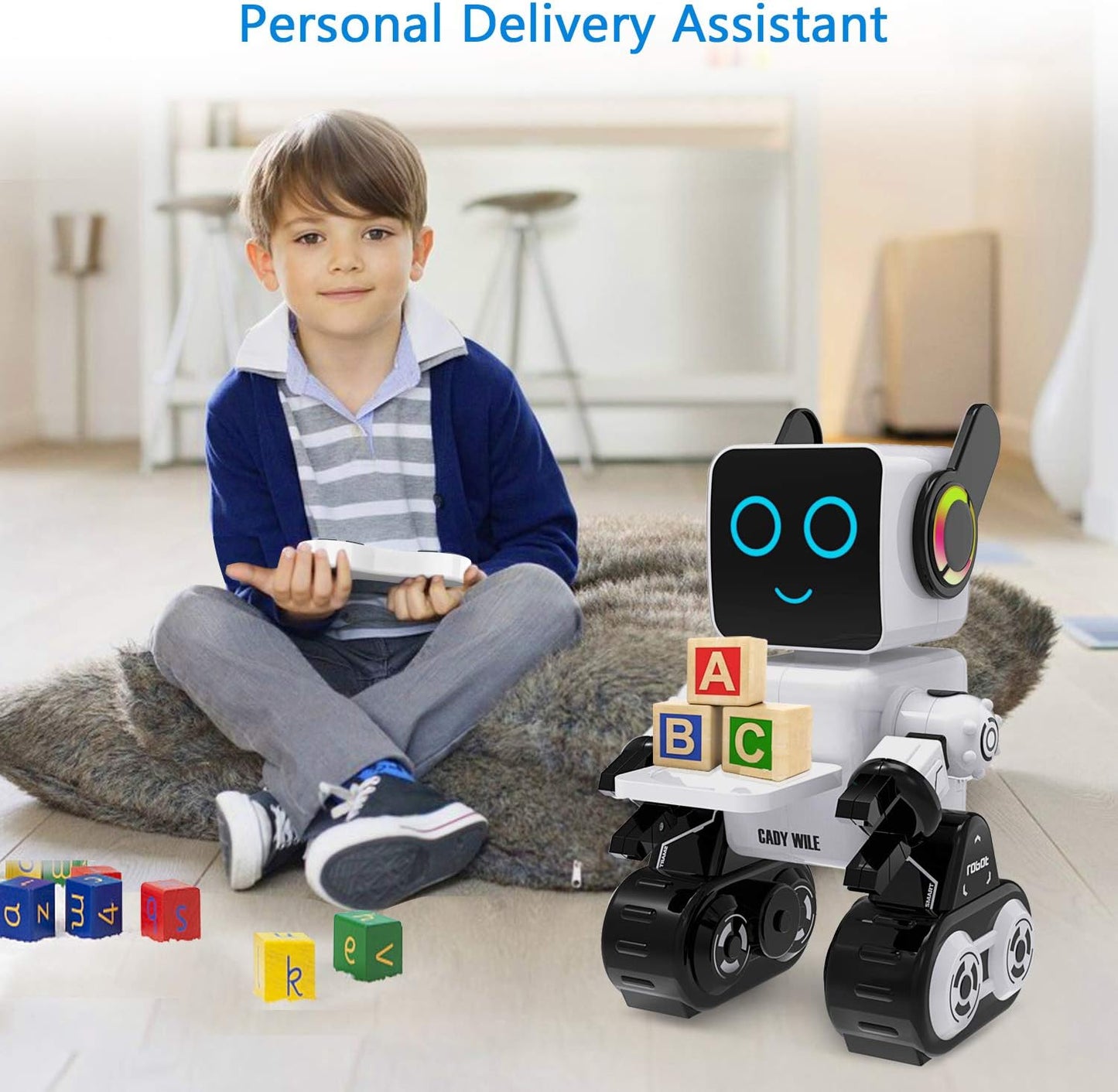 Cady Wile Smart RC Robot Toys pour enfants avec exercice et contrôle comportemental, jouets robots avec Gehen, Tanzen, Singen, Sprechen und Übertragen von Gegenständen, Robotik programmable intelligent (blanc)