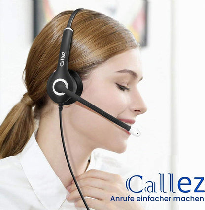 Callez Headset Handy mit 3,5mm Klinke Mikrofon Büro Kopfhörer Noise Cancelling