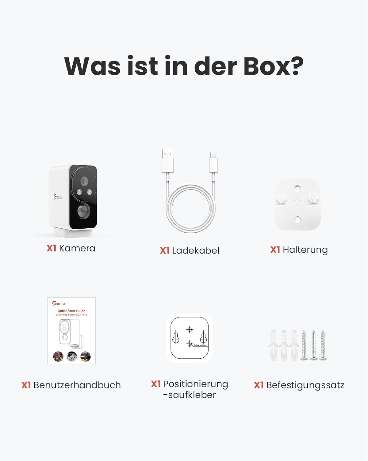 Camstro 2K Überwachungskamera  WLAN Kabellose Nachtsicht, 2-Wege Audio 2.4 GHz