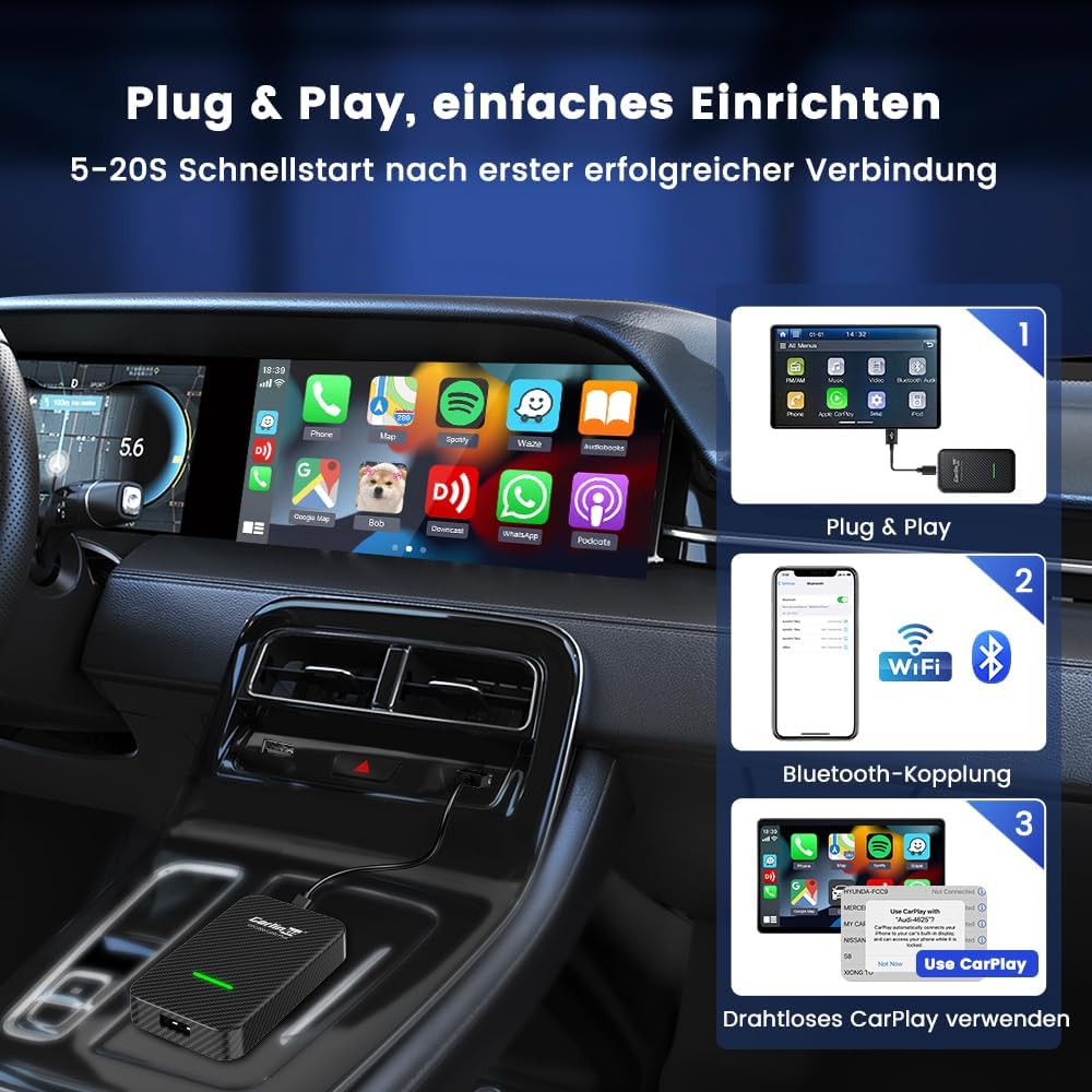 Carlinkit CPC200-U2W Plus 3.0 Wireless Adapter für Carplay / Autos