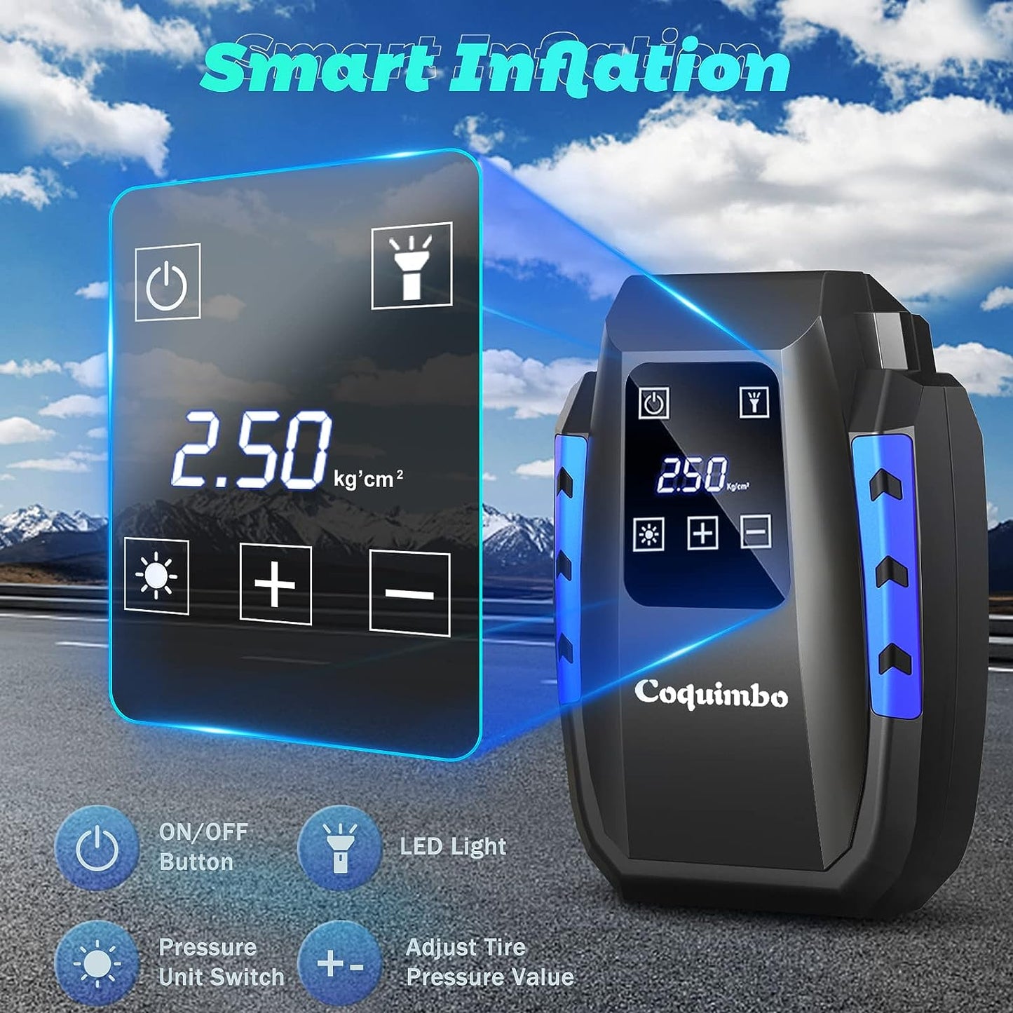 Luftpumpe für Autoreifen (bis zu 50 PSI)