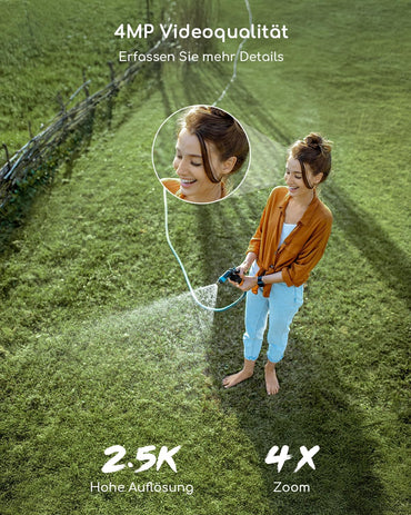 COOAU 4MP Überwachungskamera Aussen Solar 2.5K 360° Nachtsicht Weiß