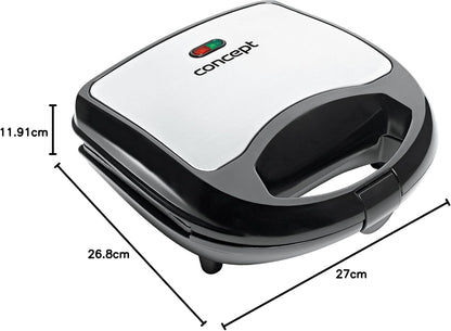 CONCEPT Hausgeräte sv3031 Sandwich-Toaster mit viereckigen Platten, 700 W, edelstahl / schwarz