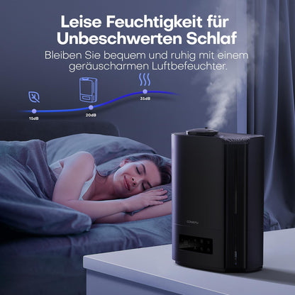 CONOPU Luftbefeuchter, 6L Luftbefeuchter Schlafzimmer für Large Räume, 60h Diffuseur d'arômes pour Schlafzimmer Kinderzimmer Pflanzen, 300 ml/h, Noir