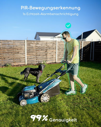 COOAU 4MP Überwachungskamera Aussen Solar 2.5K 360° Nachtsicht Weiß