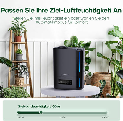 CONOPU Luftbefeuchter, 6L Luftbefeuchter Schlafzimmer für Large Räume, 60h Diffuseur d'arômes pour Schlafzimmer Kinderzimmer Pflanzen, 300 ml/h, Noir