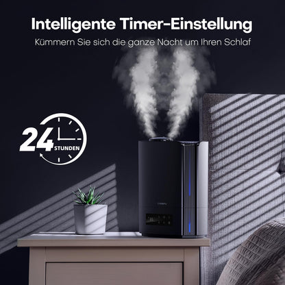 CONOPU Luftbefeuchter, 6L Luftbefeuchter Schlafzimmer für Large Räume, 60h Diffuseur d'arômes pour Schlafzimmer Kinderzimmer Pflanzen, 300 ml/h, Noir