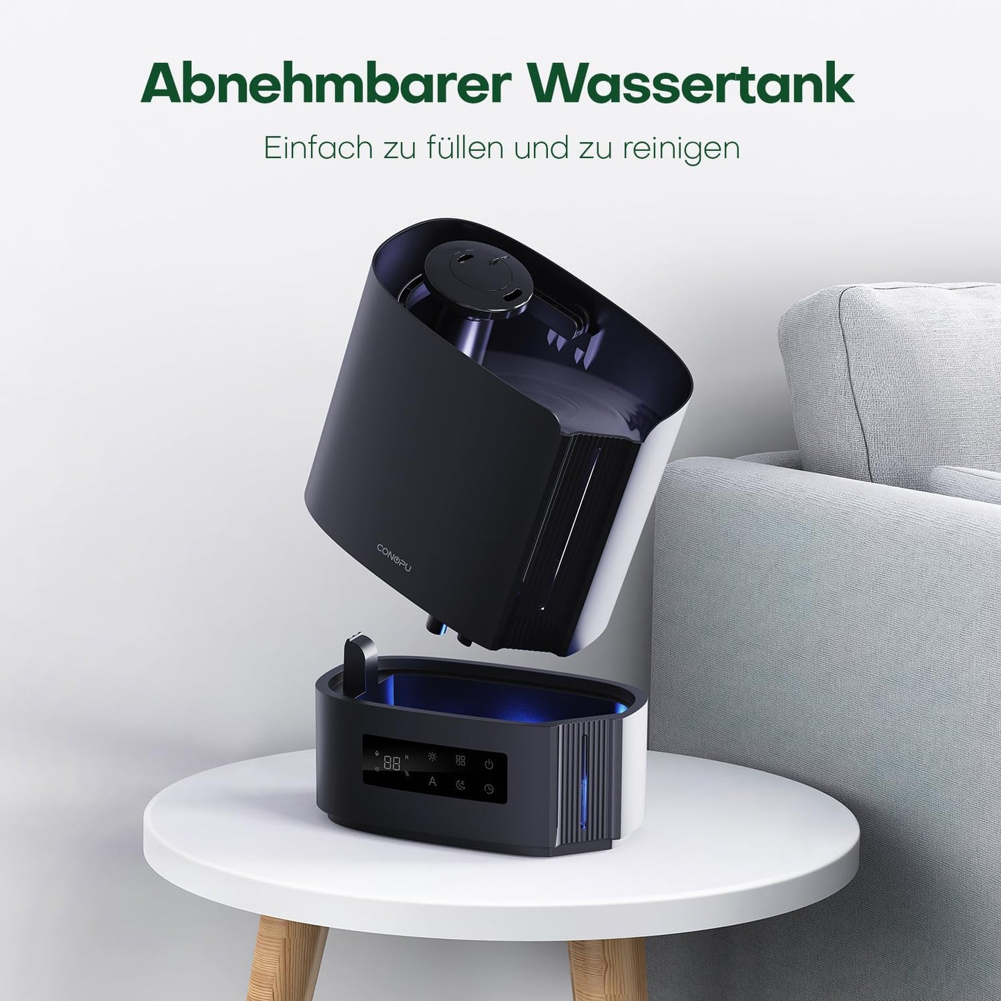 CONOPU Luftbefeuchter, 6L Luftbefeuchter Schlafzimmer für Large Räume, 60h Diffuseur d'arômes pour Schlafzimmer Kinderzimmer Pflanzen, 300 ml/h, Noir