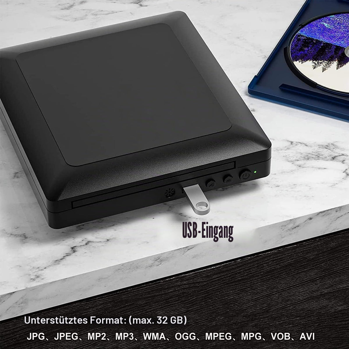 CeihoitDVD-/CD-Player für Fernseher mit HDMI und AV-Ausgang, USB-Anschluss, HD 1080p