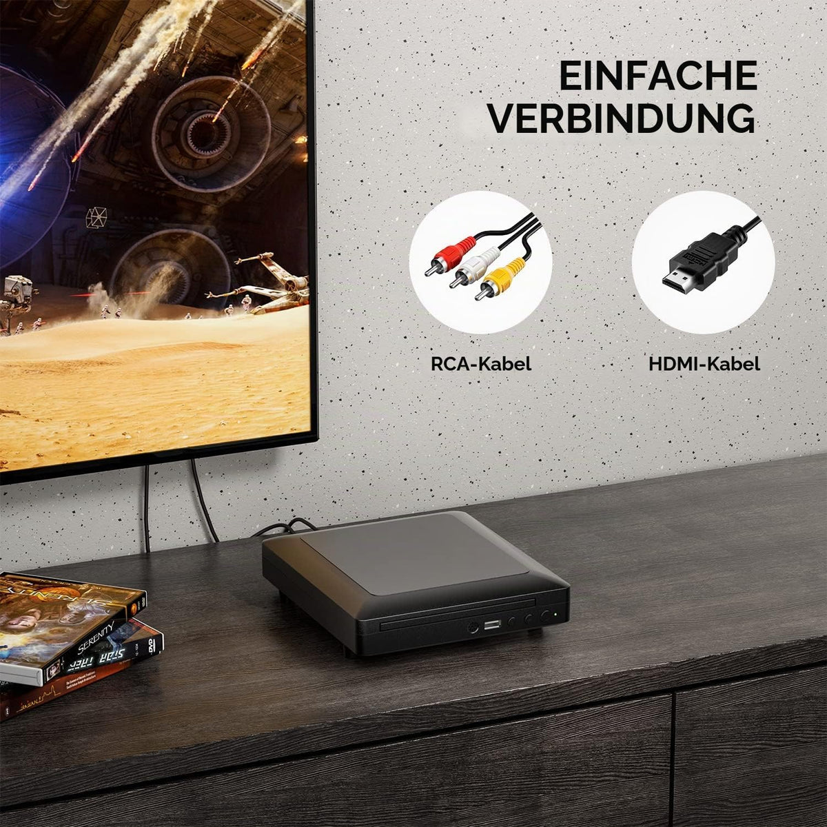 CeihoitDVD-/CD-Player für Fernseher mit HDMI und AV-Ausgang, USB-Anschluss, HD 1080p