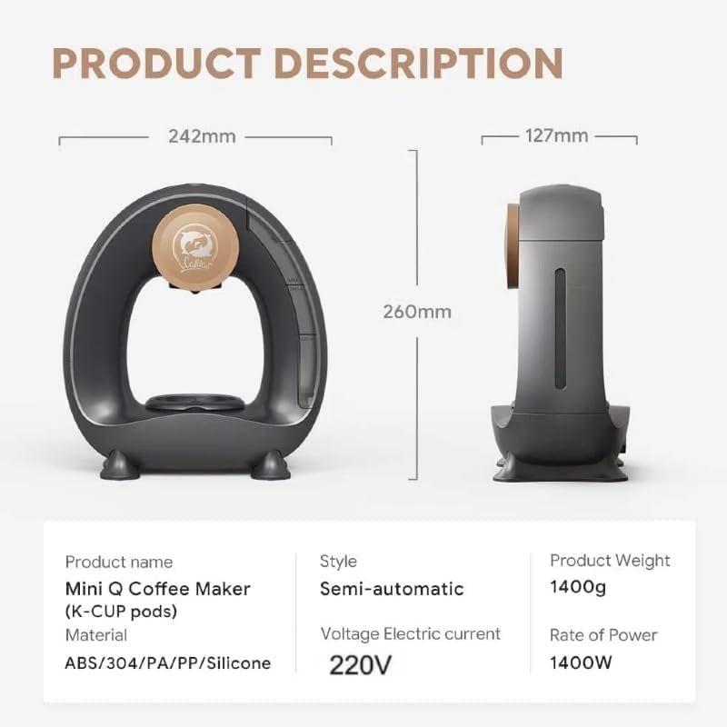 i Cafilas Elektrische Kaffeemaschine Mini Kaffeebrüher für gemahlenen Kaffee,120-240 ml (Schwarz)