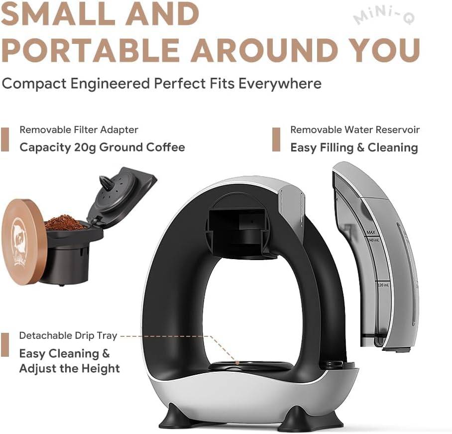 i Cafilas Elektrische Kaffeemaschine Mini Kaffeebrüher für gemahlenen Kaffee,120-240 ml (Schwarz)