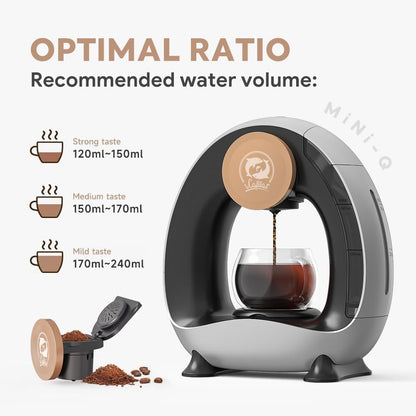 i Cafilas Elektrische Kaffeemaschine Mini Kaffeebrüher für gemahlenen Kaffee,120-240 ml (Schwarz)