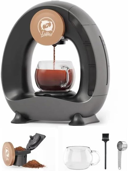 i Cafilas Elektrische Kaffeemaschine Mini Kaffeebrüher für gemahlenen Kaffee,120-240 ml (Schwarz)