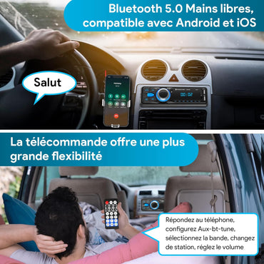 Chismos Bluetooth-Freisprecheinrichtung 5.0 FM-Autoradio 1 DIN für 9-12V-Fahrzeuge