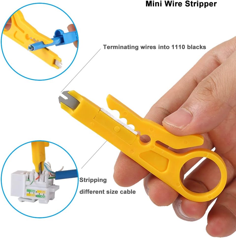 Outil de sertissage RJ45, coupe-fil avec 50 pièces pour RJ45/RJ12 6P 8P Multifunktionskabel Cat5 Cat5e Cat6 sertissage de sertissage Netzwerk Abisolierzange 5 lames