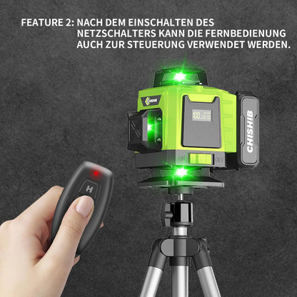 CHISHIB Laser-Wasserwaage 360, mit Stativ und 4800 mAh Akkus 4D-Laser-Wasserwaage, 4 x 360°