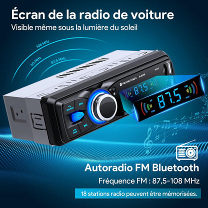 Chismos Bluetooth-Freisprecheinrichtung 5.0 FM-Autoradio 1 DIN für 9-12V-Fahrzeuge