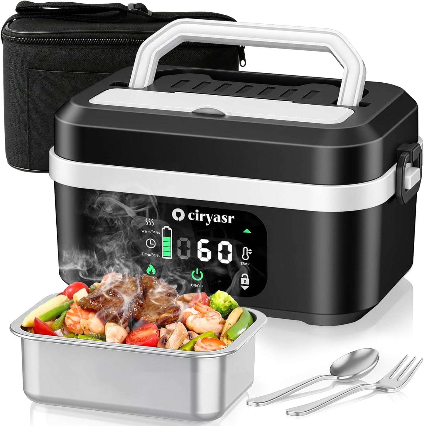 Ciryasr Elektrische Lunchbox mit Akku 20000mAh, 100w Wiederaufladbar Selbstheizende Brotdose
