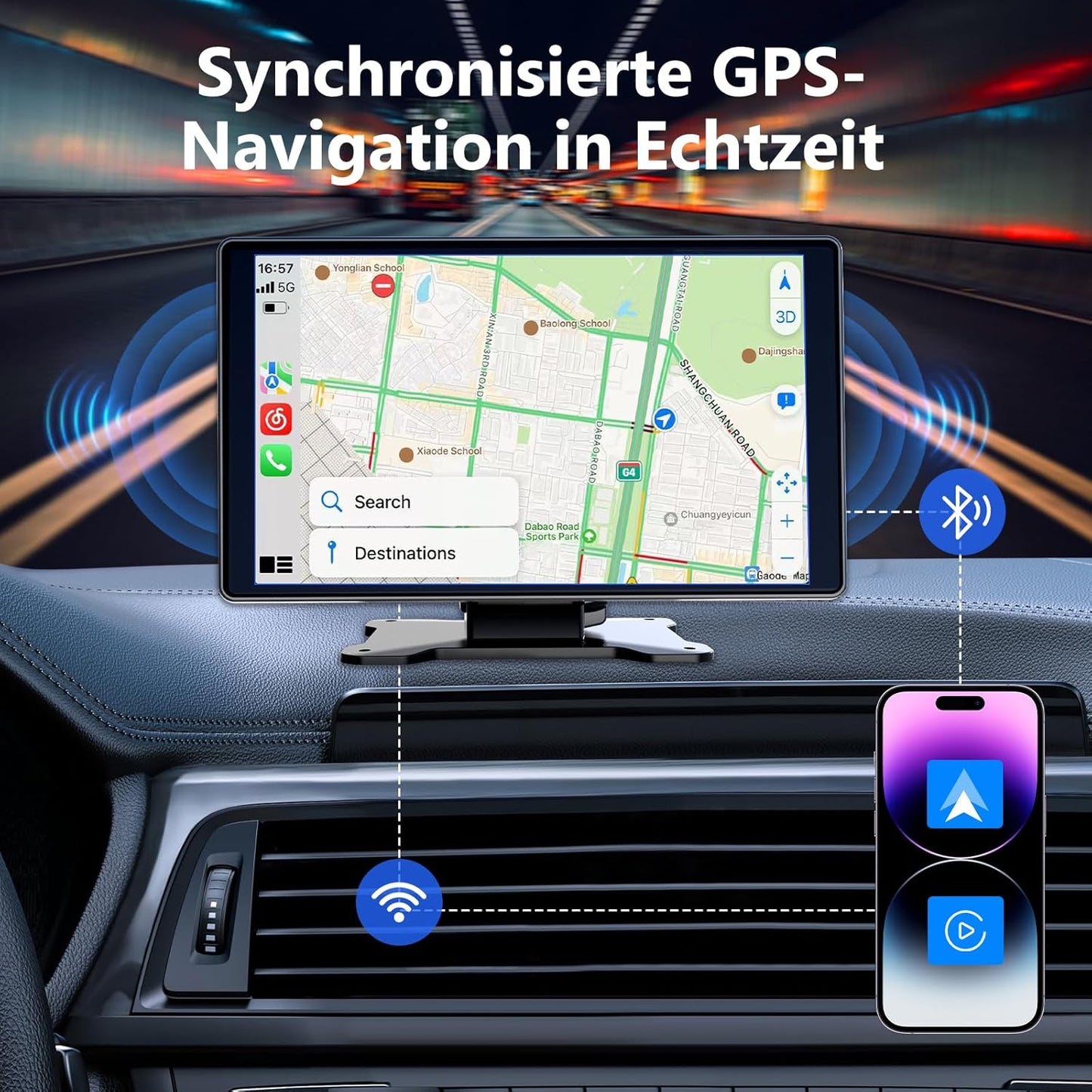 Ciryasr 7" Wireless Carplay Display Autoradio mit Apple CarPlay & Android Auto