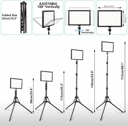 Ci-Fotto LED-Dauerlicht 2-Pack, 15W Video Licht Zweifarbig 2800-6500K CRI 97+ Dimmbares