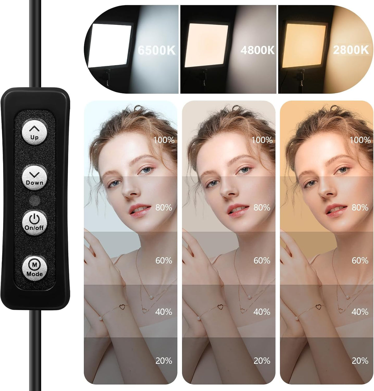 Ci-Fotto LED-Dauerlicht 2-Pack, 15W Video Licht Zweifarbig 2800-6500K CRI 97+ Dimmbares
